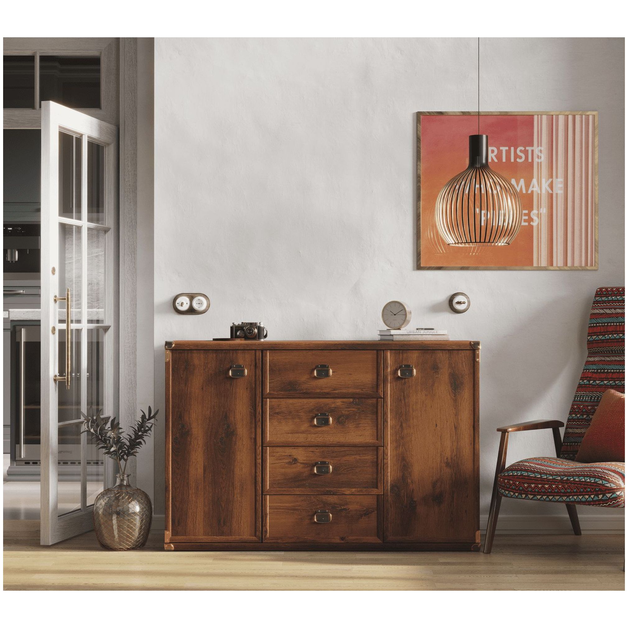 Картинка Индиана тумба JKOM 2d4s (Дуб саттер) интернет-магазин мебели FreeTime