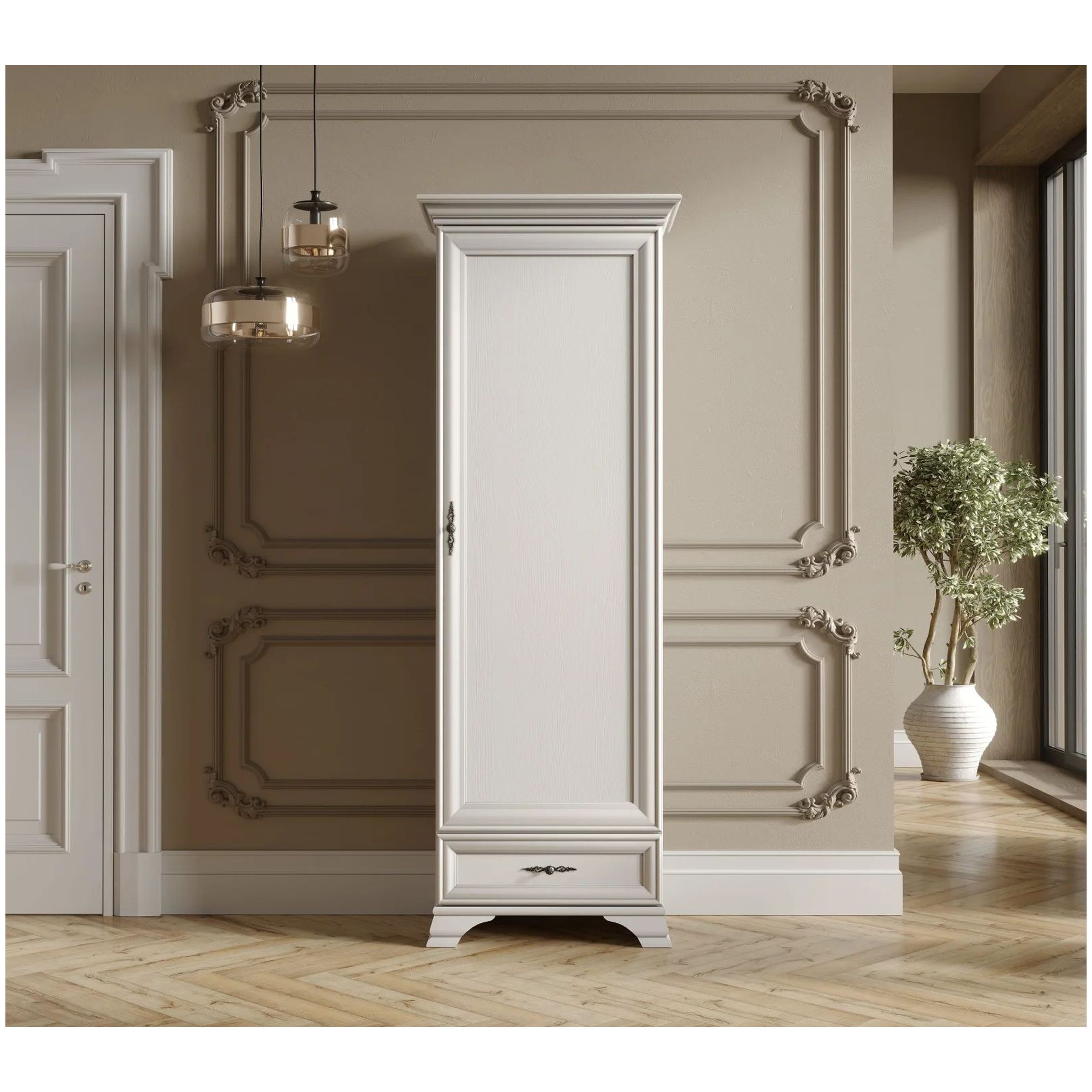 Картинка KENTAKI шкаф S320-REG1D1S (Белый) интернет-магазин мебели FreeTime