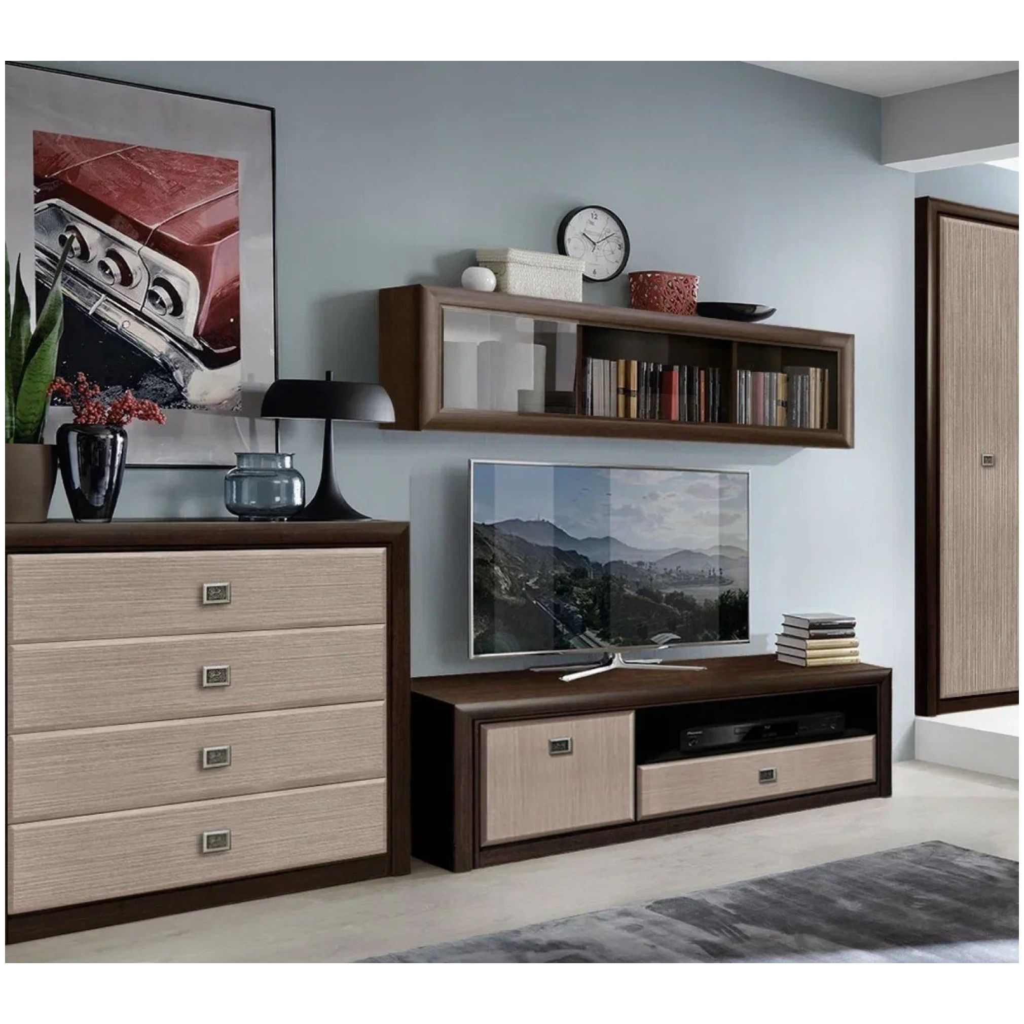 Картинка Коен ТВ тумба RTV1D1S (Венге/Штрокс) интернет-магазин мебели FreeTime