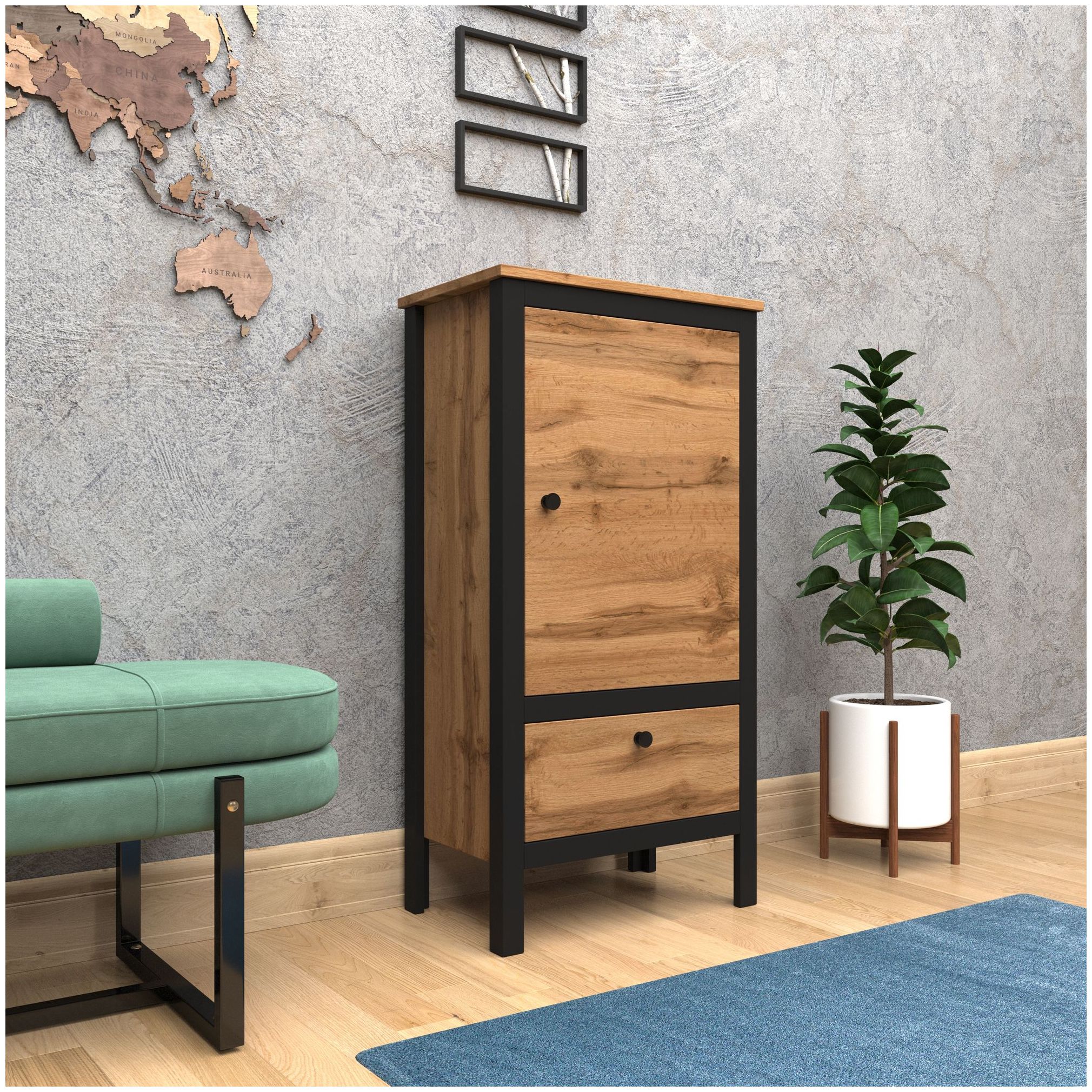 Картинка LOFT шкаф REG1D1S/60 интернет-магазин мебели FreeTime